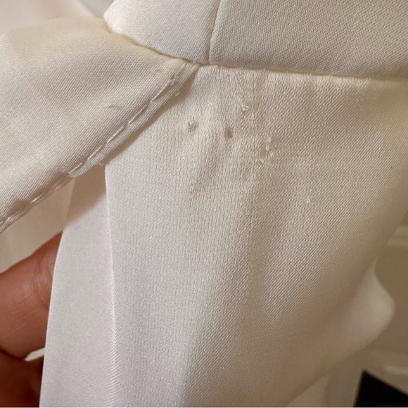 IEENA for Mac Duggal One Shoulder Hi-Low Draped Charmeuse White Dress Size 10 - Picture 14 of 16